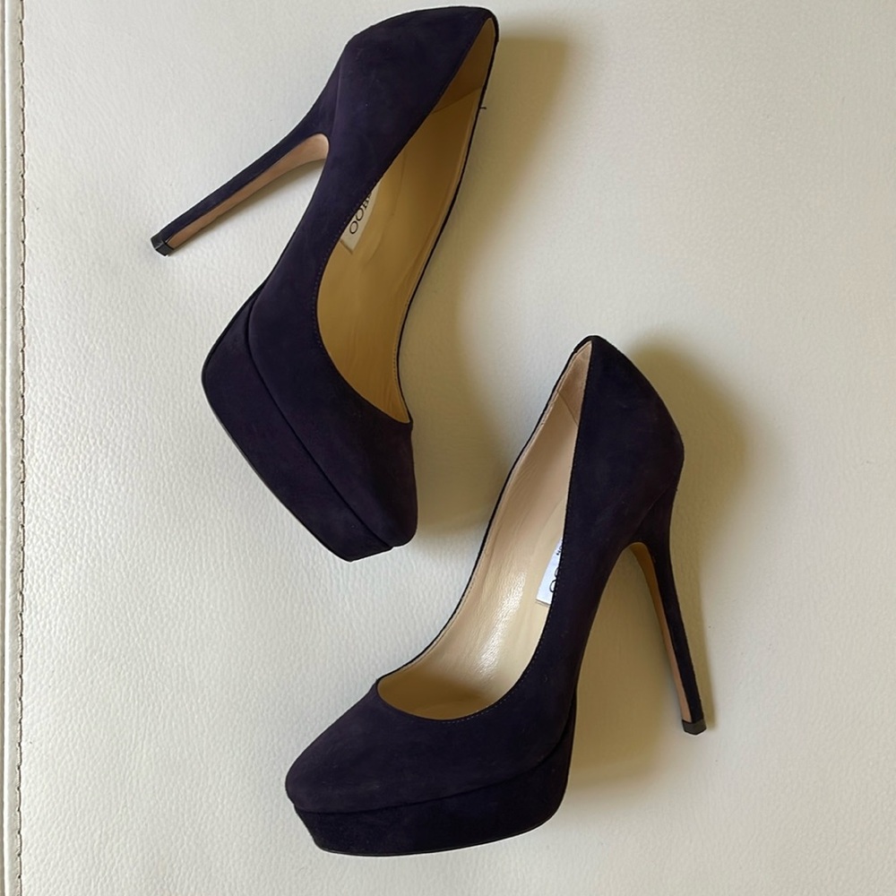 Jimmy Choo Purple Suede Platform Heels